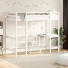 Augstās Gultas Rāmis, Balts, 90X190 Cm, Priedes Masīvkoks Vidaxl