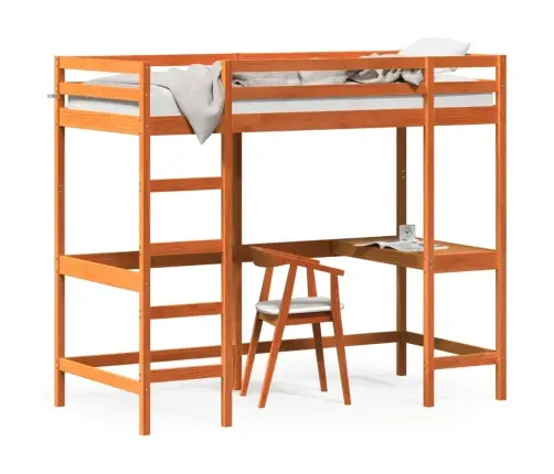 Augstās Gultas Rāmis, Vaska Brūnas, 90X190Cm, Priedes Masīvkoks Vidaxl