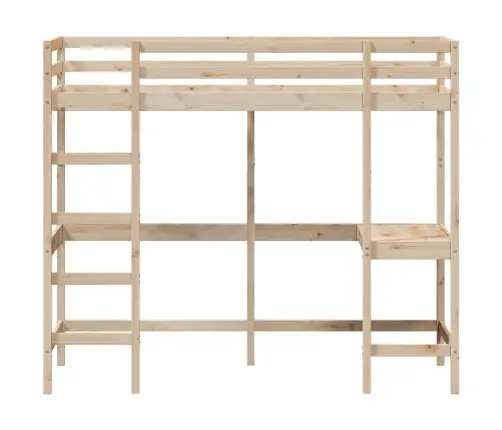 Augstā Gulta, Rakstāmgalds, 75X190 Cm, Priedes Masīvkoks Vidaxl