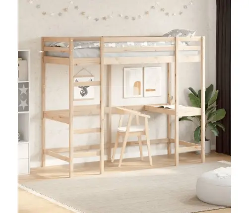 Augstā Gulta, Rakstāmgalds, 75X190 Cm, Priedes Masīvkoks Vidaxl