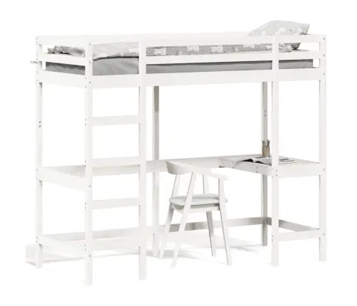 Augstās Gultas Rāmis, Balts, 75X190 Cm, Priedes Masīvkoks Vidaxl