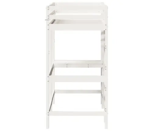 Augstās Gultas Rāmis, Balts, 75X190 Cm, Priedes Masīvkoks Vidaxl