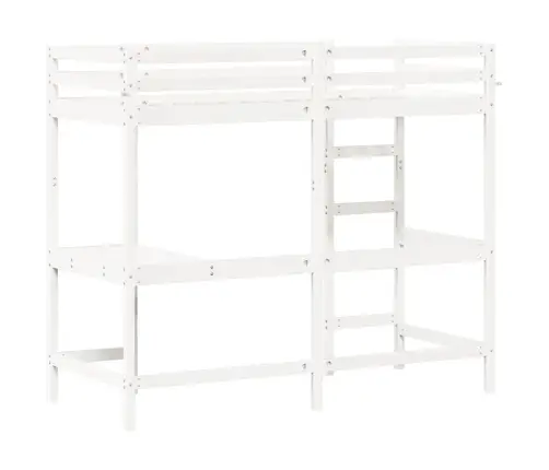 Augstās Gultas Rāmis, Balts, 75X190 Cm, Priedes Masīvkoks Vidaxl