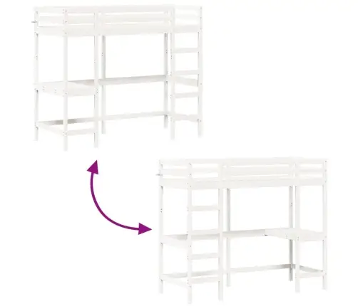 Augstās Gultas Rāmis, Balts, 75X190 Cm, Priedes Masīvkoks Vidaxl