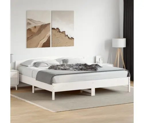 Gulta Bez Matrača, Balts, 200X200 Cm, Priedes Masīvkoks Vidaxl