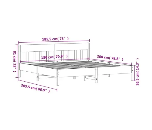 Lovos Rėmas Be Čiužinio, 180X200cm Pušies Medienos Masyvas