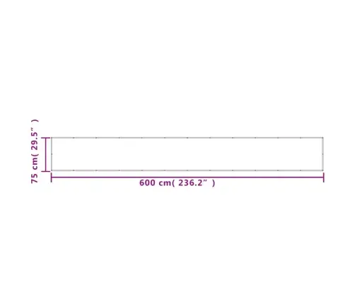 Balkona Aizslietnis, Gaiši Pelēks, 75X600 Cm, 100% Poliestera Vidaxl