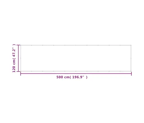 Balkona Aizslietnis, Gaiši Pelēks, 120X500 Cm, 100% Poliestera Vidaxl