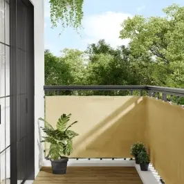 Balkona Aizslietnis, Smilšu, 90X400 Cm, 100% Poliestera Audums Vidaxl