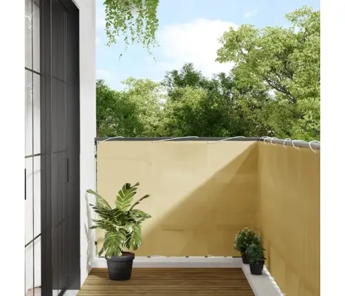 Balkona Aizslietnis, Smilšu, 120X500 Cm, 100% Poliestera Audums Vidaxl