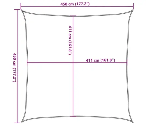 Saules Aizsargs, 4,5X4,5 M, 100% Poliesters, Oksforda Audums Vidaxl Saules Aizsargs, 4,5X4,5 M, 100% Poliesters, Oksforda Audums Vidaxl
