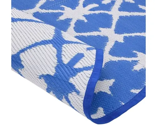 Āra Paklājs, Ø120 Cm, Arakil Zils Un Balts Pp Vidaxl