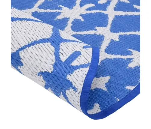 Āra Paklājs, Ø160 Cm, Arakil Zils Un Balts Pp Vidaxl