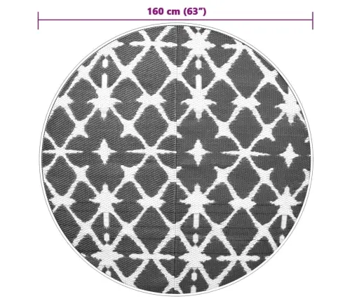 Āra Paklājs, Ø160 Cm, Arakil Zils Un Balts Pp Vidaxl