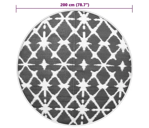 Āra Paklājs, Ø200 Cm, Arakil Zils Un Balts Pp Vidaxl