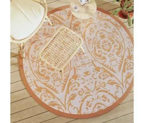 Õuevaip, Arakil Oranž Ja Valge, Ø160 cm Pp