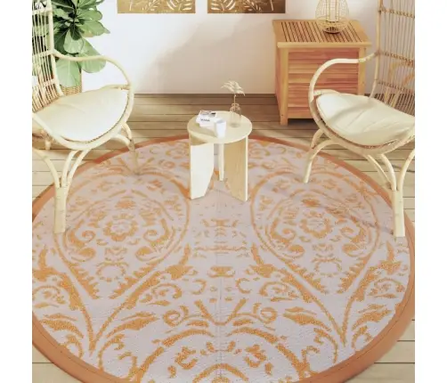 Āra Paklājs, Ø200 Cm, Arakil Oranžs Un Balts Pp Vidaxl