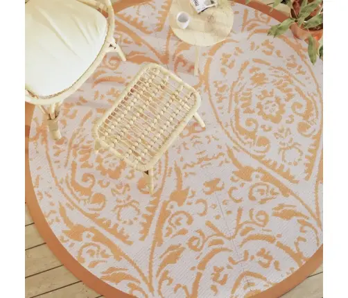 Āra Paklājs, Ø200 Cm, Arakil Oranžs Un Balts Pp Vidaxl