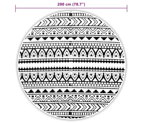 Āra Paklājs, Ø200 Cm, Arakil Melns, Pp Vidaxl