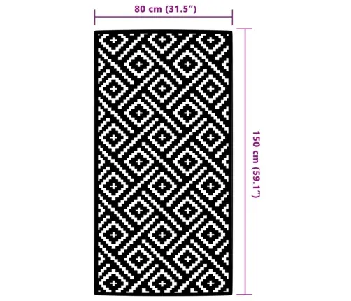 Āra Paklājs, 80X150 Cm, Arakil Balts Un Melns Pp Vidaxl