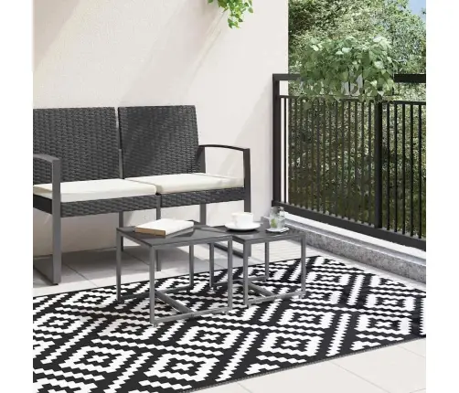 Āra Paklājs, 120X180 Cm, Arakil Balts Un Melns Pp Vidaxl