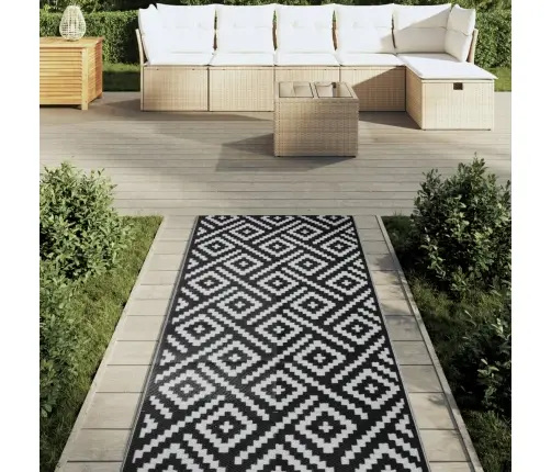 Āra Paklājs Arakil Balts Un Melns 80X250 Cm Pp Vidaxl