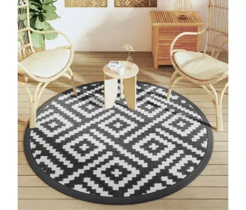 Āra Paklājs, Ø160 Cm, Arakil Balts Un Melns Pp Vidaxl