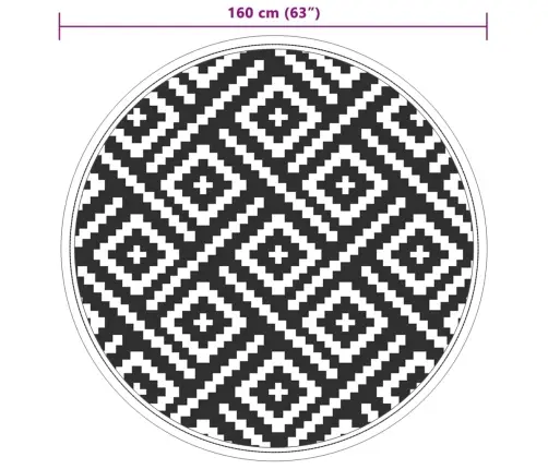 Āra Paklājs, Ø160 Cm, Arakil Balts Un Melns Pp Vidaxl