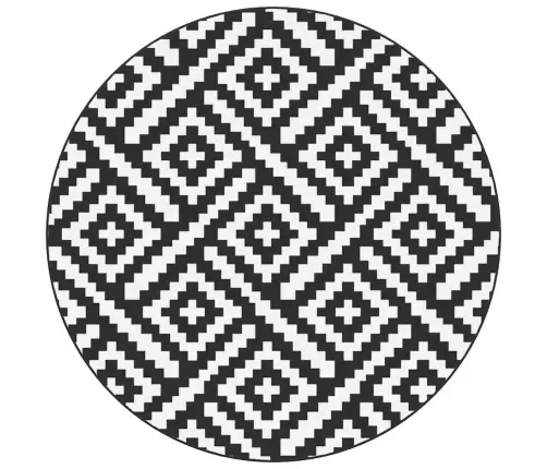 Āra Paklājs, Ø200 Cm, Arakil Balts Un Melns Pp Vidaxl