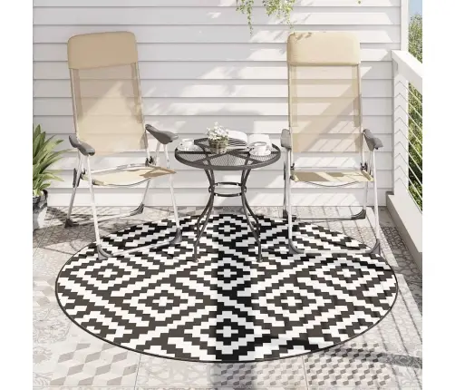 Āra Paklājs, Ø200 Cm, Arakil Balts Un Melns Pp Vidaxl