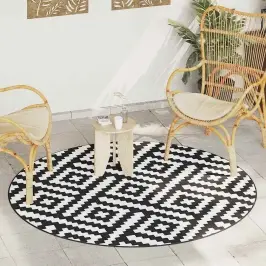 Āra Paklājs, Ø200 Cm, Arakil Balts Un Melns Pp Vidaxl