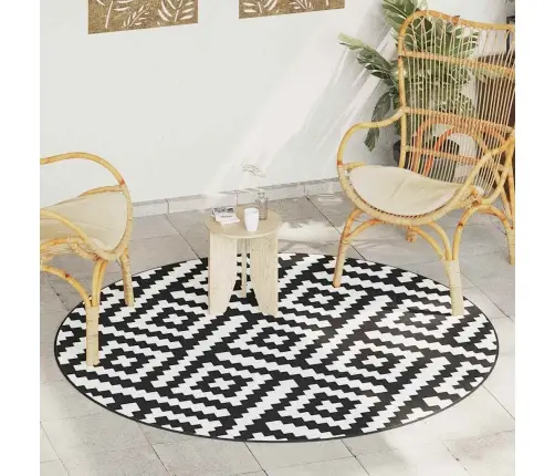 Āra Paklājs, Ø200 Cm, Arakil Balts Un Melns Pp Vidaxl