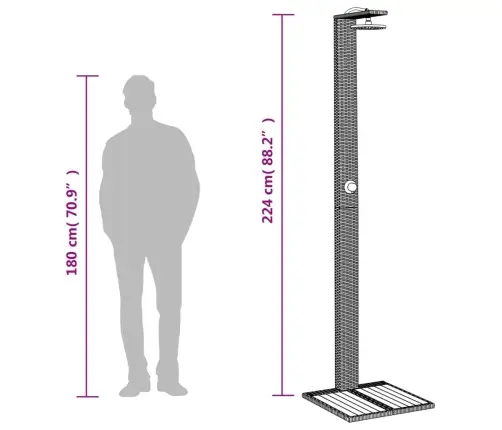 Āra Duša, Melna, 50X55X224 Cm, Pe Rotangpalma, Akācijas Koks Vidaxl