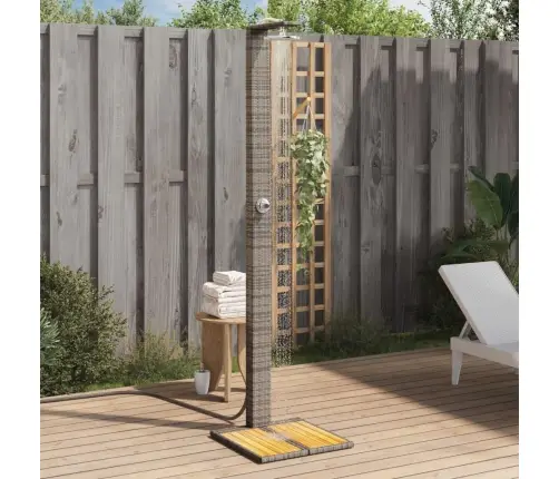 Āra Duša, Pelēka, 50X55X224 Cm, Pe Rotangpalma, Akācijas Koks Vidaxl