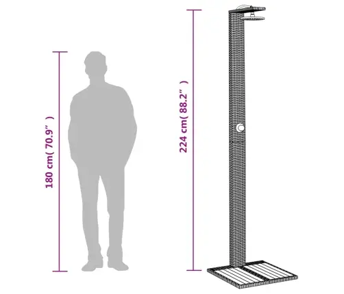 Āra Duša, Bēša, 50X55X224 Cm, Pe Rotangpalma, Akācijas Koks Vidaxl