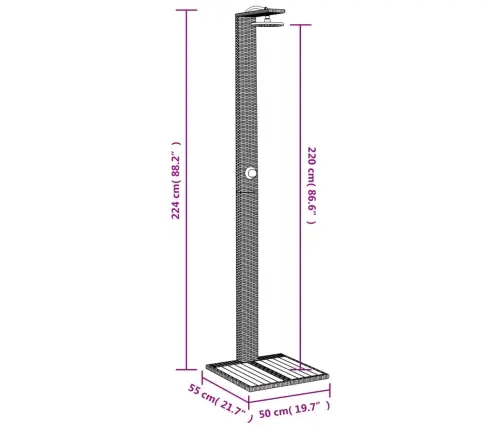 Āra Duša, Bēša, 50X55X224 Cm, Pe Rotangpalma, Akācijas Koks Vidaxl
