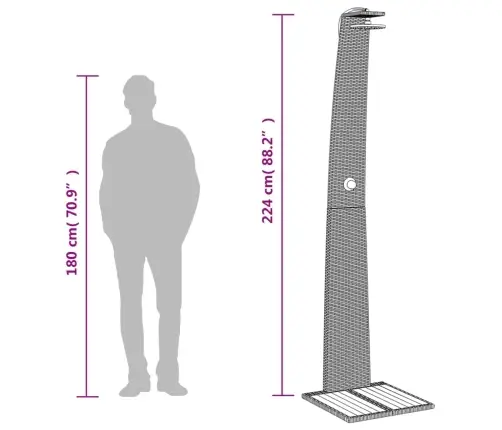 Āra Duša, Bēša, 55X60X224 Cm, Pe Rotangpalma, Akācijas Koks Vidaxl