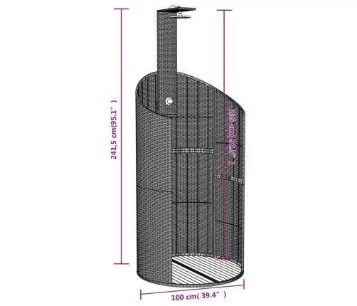 Āra Duša, Pelēka,100X100X241,5Cm, Pe Rotangpalma, Akācijas Koks Vidaxl
