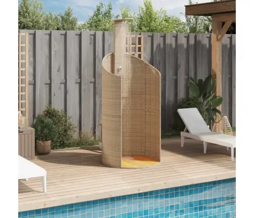 Lauko Dušas, Smėlio, 100X100X241,5cm Poliratanas Ir Akacija