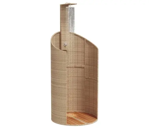 Lauko Dušas, Smėlio, 100X100X241,5cm Poliratanas Ir Akacija