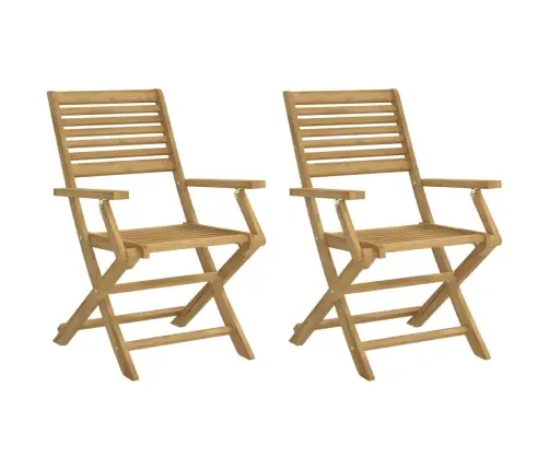 Saliekami Dārza Krēsli, 2 Gab., 54,5X61,5X86,5 Cm, Akācija Vidaxl