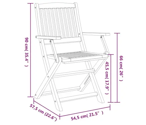 Saliekami Dārza Krēsli, 4 Gab., 57,5X54,5X90 Cm, Akācija Vidaxl