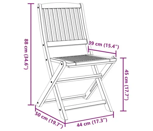 Saliekami Dārza Krēsli, 2 Gab., 57X48,5X90 Cm, Akācija Vidaxl