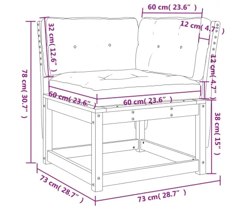 Kampinė Sodo Sofos Dalis, Balta, 73X73X78cm Pušis