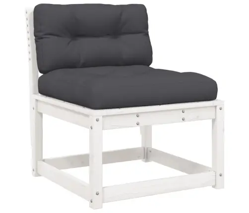 Dārza Dīvāns Ar Matračiem, Balts Priedes Masīvkoks Vidaxl