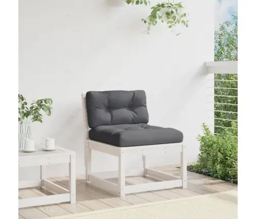 Dārza Dīvāns Ar Matračiem, Balts Priedes Masīvkoks Vidaxl