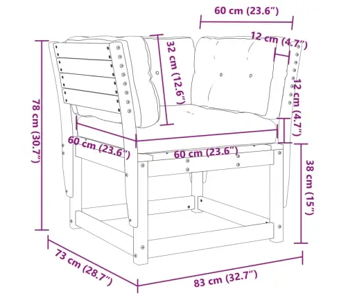 Dārza Dīvāns Ar Roku Balstiem Un Matračiem, Egles Masīvkoks Vidaxl