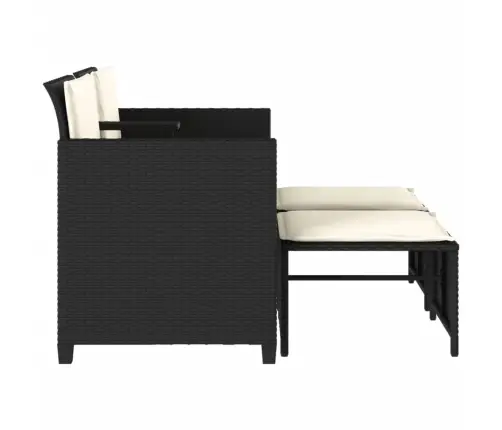 Divvietīgs Dārza Dīvāns Ar Galdiņu Un Soliņiem, Melns, Pe Vidaxl