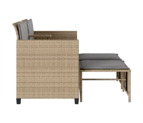 Dvivietė Sodo Sofa Su Staliuku/Taburetėmis, Smėlio, Poliratanas