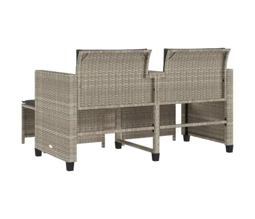 Dvivietė Sodo Sofa Su Staliuku/Taburetėmis, Pilka, Poliratanas